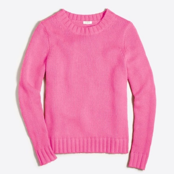 bright pink crew neck sweater